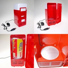 999円のUSB電源式卓上温冷庫、缶ジュースの350gサイズがピッタリ。