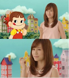 “うっとり”あっちゃん必見CM、不二家の「ペコちゃん」と初共演。