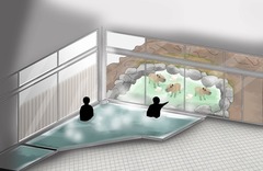 カピバラのお風呂見ながら入浴、間近で観察できる全国初の温泉施設。