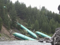 【写真】川下り中に飛行機3機見つけた、運搬中の貨物列車脱線で転落。