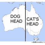 オーストラリアの地図、犬と猫に見えると話題