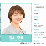 MBSの清水麻椰アナが結婚、「プレバト!!」「サタデープラス」などに出演