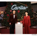 賀来賢人＆堀田真由、華やかな装いで“カルティエのクリスマスツリー”点灯式に