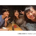 奈緒「ZIP以来、念願叶い」水卜麻美アナと食事会、しずちゃん含めた“仲良し3ショット”