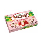 「きのこの山」春は練乳いちご、“傘”が甘酸っぱい＆まろやかの2層。