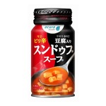 豆腐入りのピリっと辛い缶飲料「スンドゥブスープ」、JR東日本のアキュア自販機に登場